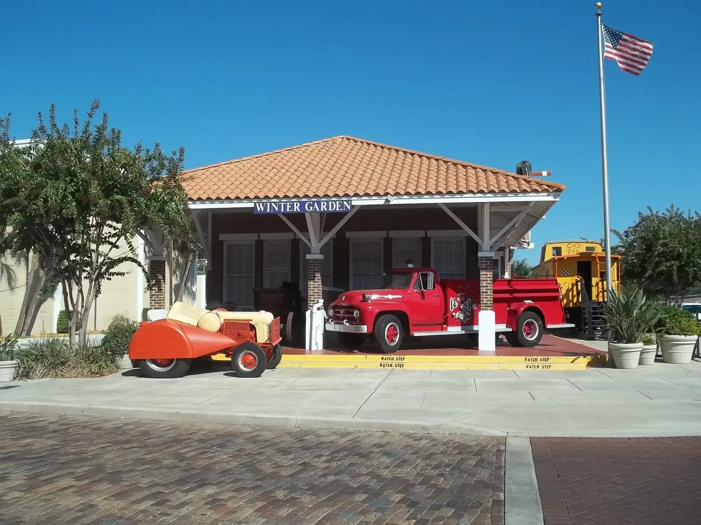 The Winter Garden Heritage Museum's depot building on Main Street in historic downtown Winter Garden.