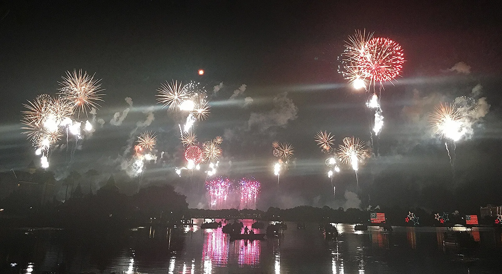 Fourth of July fireworks over Walt Disney World's Magic Kingdom, east of Horizon West