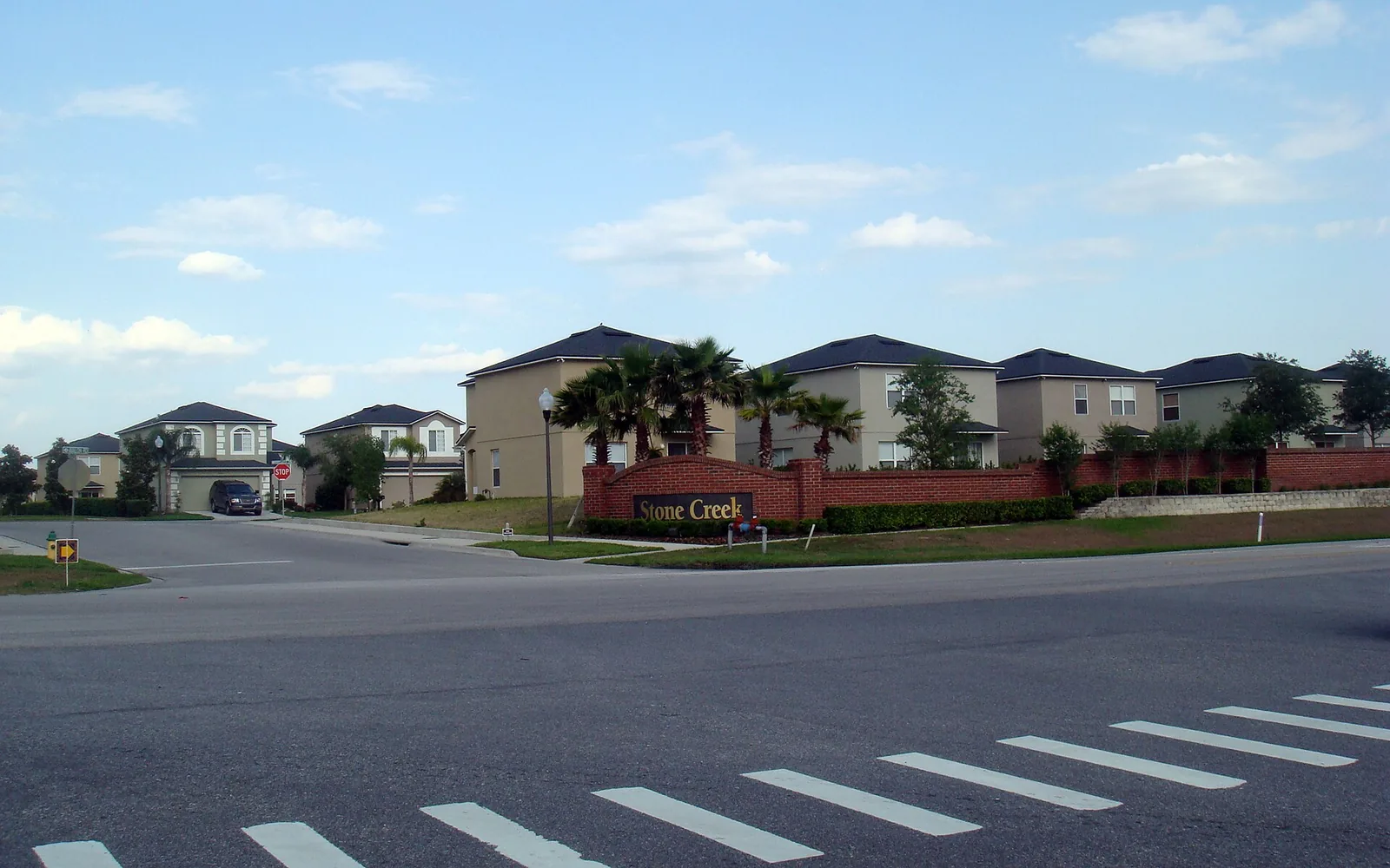 Homes at the entrance to Stone Creek, a Winter Garden subdivision just north of Horizon West