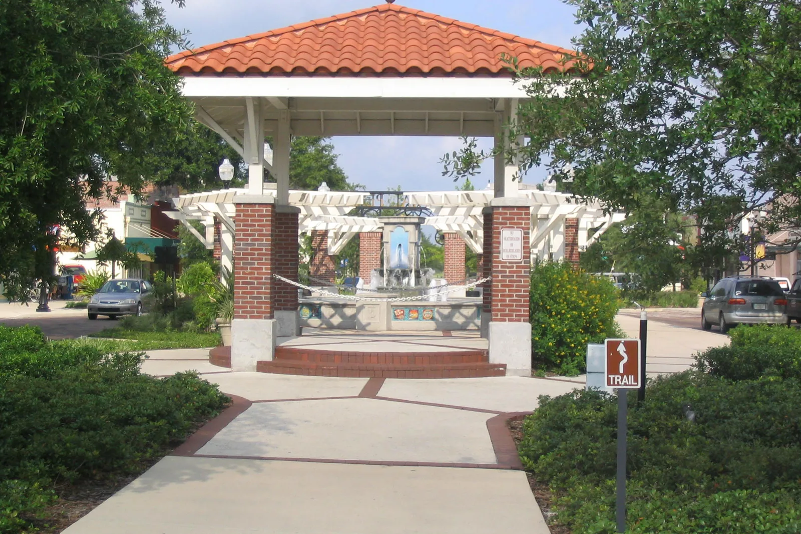 The West Orange Trail at the fountain plaza in downtown Winter Garden, about seven miles north of Hamlin