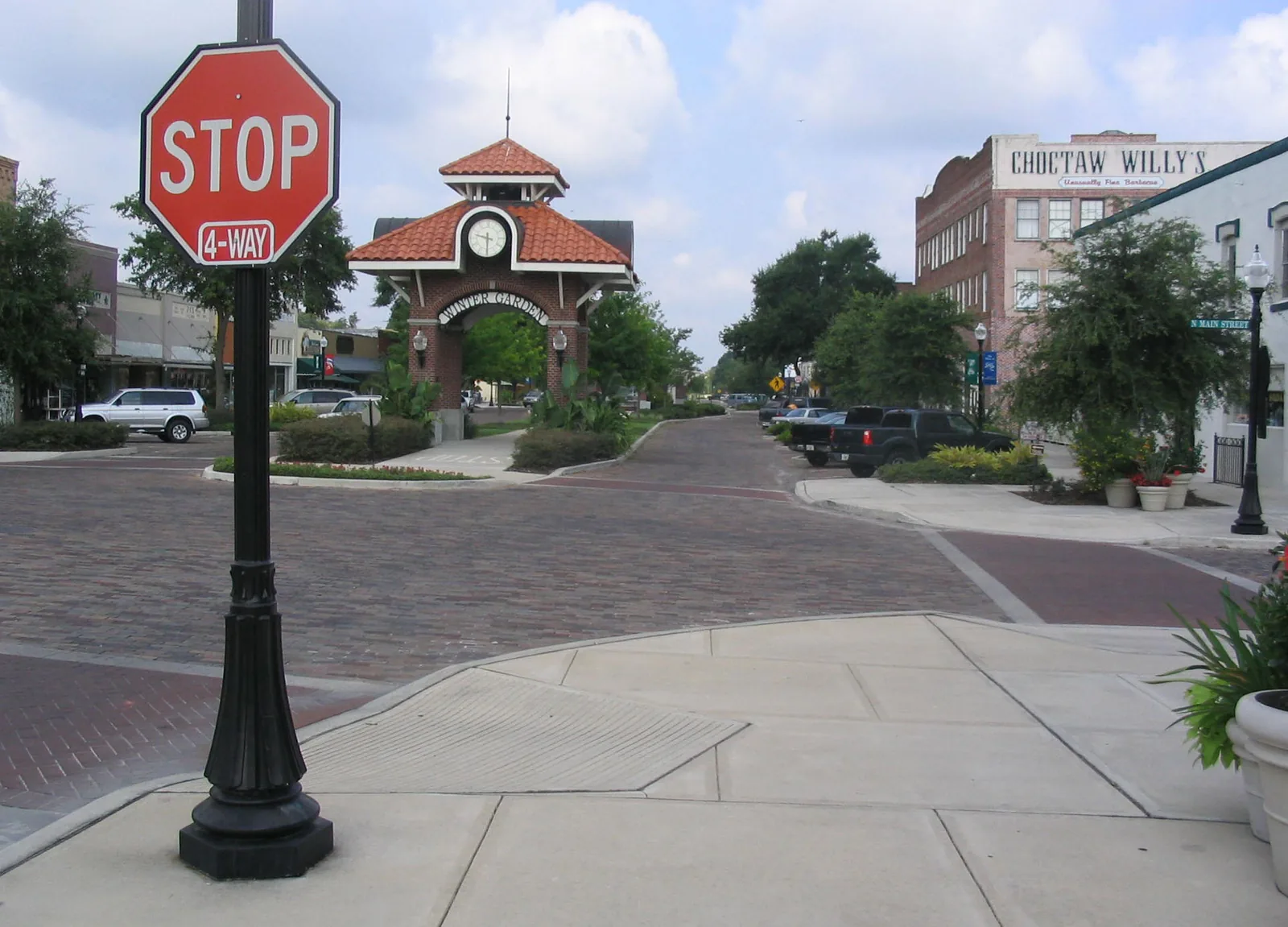 The West Orange Trail's arch at Winter Garden, where the paved trail crosses downtown