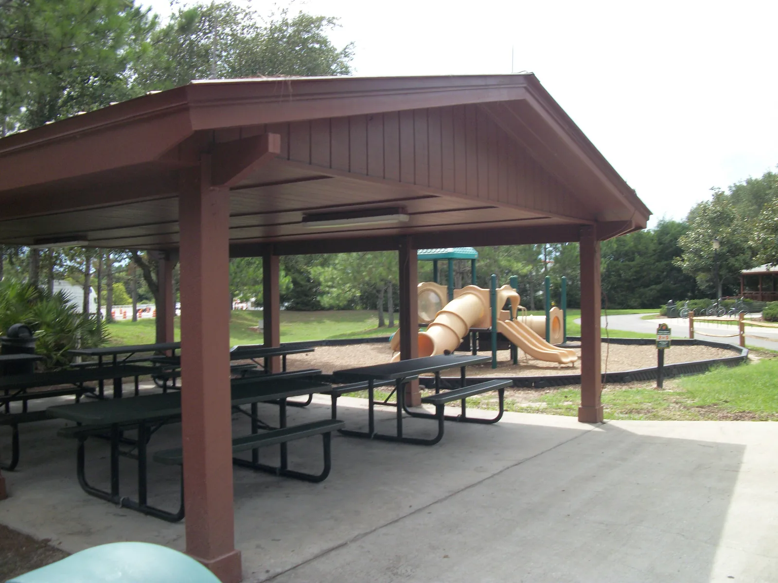 The picnic shelter and children's playground at Killarney Station on the West Orange Trail, west of Winter Garden